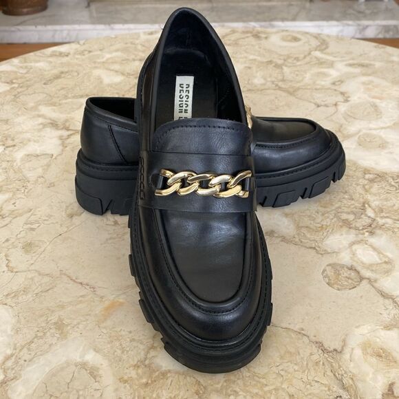 Design Lab Meera Lug Platform Loafers Black Vegan Leather - Picture 11 of 14